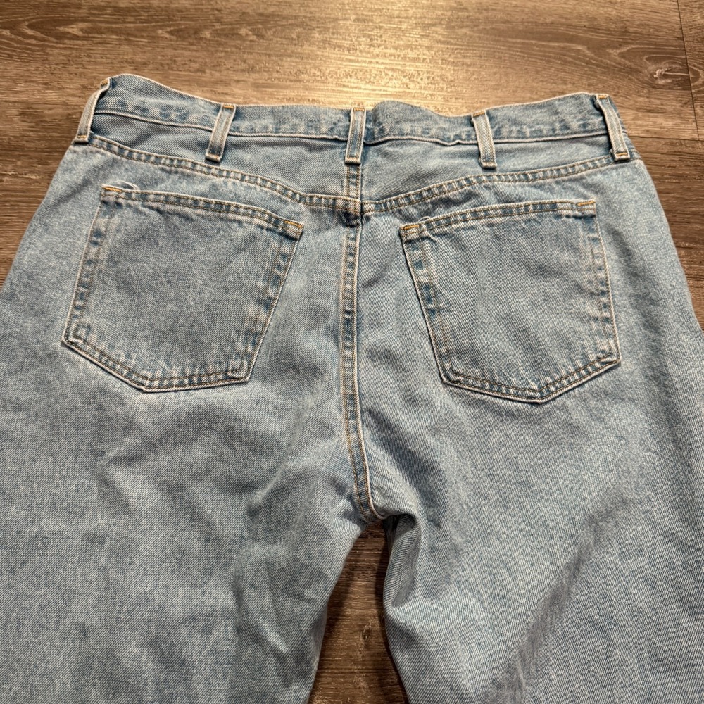 George Jeans Mens 36 Blue Denim Light Wash Stretch Wide Baggy 36x29 Cotton Adult